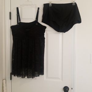 Women's Plus Size Lace Two Piece Tankini High Wais